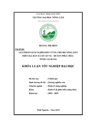 Giảm nghèo bền vững cho hộ nông dân: Nghiên cứu tại Cao Bằng