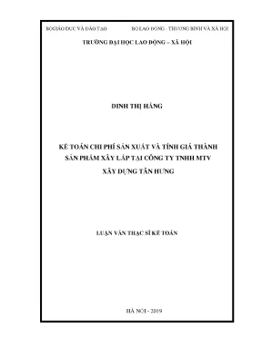 Luận văn kế toán chi phí và giá thành sản phẩm xây lắp