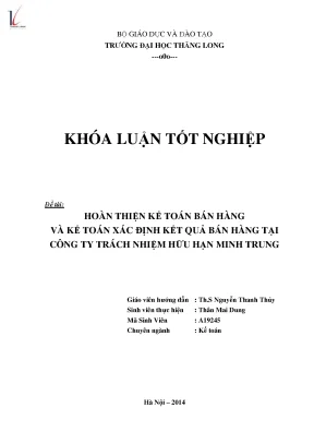 Tốt nghiệp hoàn thiện kế toán bán hàng - Khóa luận