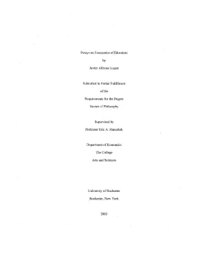 Essays on economics of education