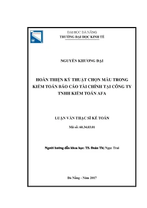 Hoàn thiện kỹ thuật chọn mẫu