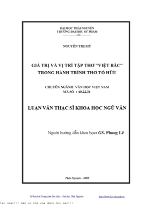Giá trị và vị trí tập thơ Việt Bắc trong thơ Tố Hữu