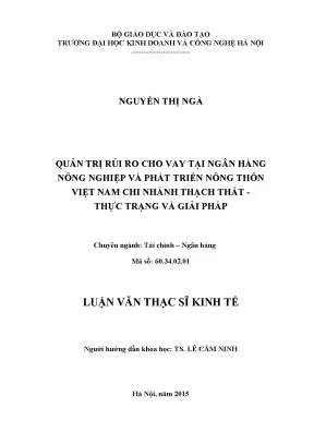 Rủi ro cho vay Agribank Thạch Thất: Thực trạng và giải pháp