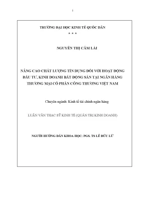 Chất lượng tín dụng BĐS: Thực trạng & Giải pháp tại