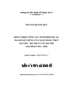 Hoàn thiện thẩm định dự án xây dựng tại ngân hàng SHB