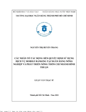 Nhân tố ảnh hưởng Mobile Banking Agribank Bình Thuận