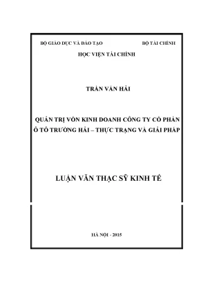 Quản trị vốn kinh doanh tại Thaco: Thực trạng và giải pháp