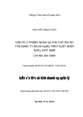 Giải pháp phòng ngừa & hạn chế rủi ro tín dụng Eximbank Vinh