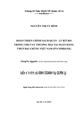 Hoàn thiện Quản lý Rủi ro Cho vay tại PVcomBank