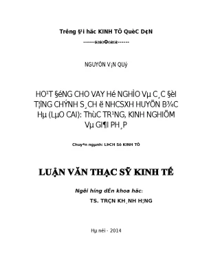 Cho Vay Hộ Nghèo ở Bắc Hà: Thực Trạng và Giải Pháp