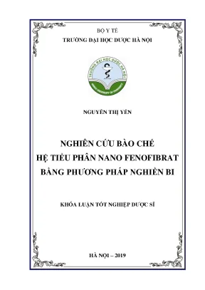 Nguyễn thị yến nghiên cứu bào chế hệ - Khóa luận