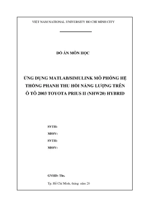 Mô phỏng hệ thống phanh thu hồi năng lượng với Matlab