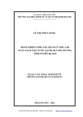 Thu chi ngân sách huyện Sơn Dương: Thực trạng & Giải pháp