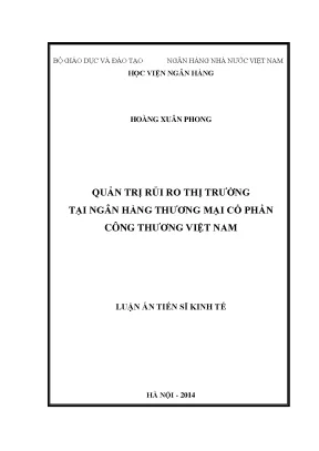 Luận án Quản trị rủi ro thị trường tại VietinBank