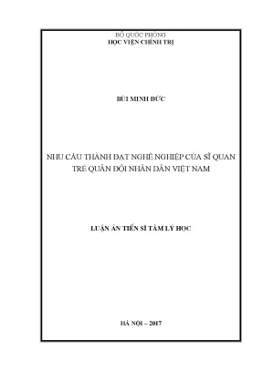 Luận án: Nhu cầu thành đạt nghề nghiệp Sĩ quan trẻ Quân đội