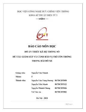 Môn học đồ án thiết kế hệ thống số đề - Đồ án