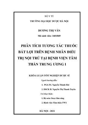 Dương thị vân phân tích tương tác thuốc - Khóa luận