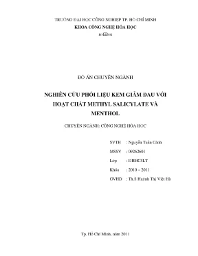 Quy trình phối liệu kem giảm đau Salicylate và Menthol