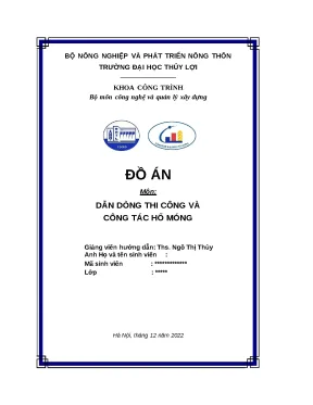 Đồ án Dẫn dòng thi công và Công tác hố móng (File Mẫu)