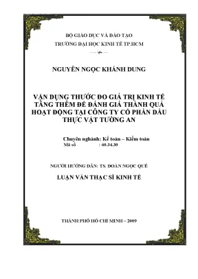 Luận văn vận dụng thước đo EVA đánh giá thành quả hoạt động