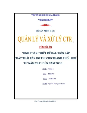 Đồ án thiết kế bãi chôn lấp chất thải rắn TP. Huế