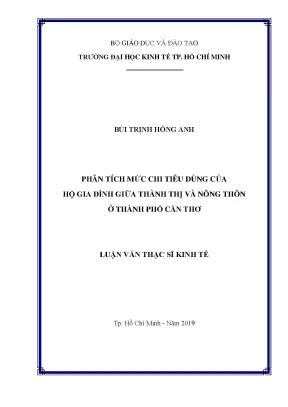 Luận văn thạc sĩ phân tích mức chi tiêu dùng của hộ gia đình giữa thành thị và nông thôn ở thành phố cần thơ