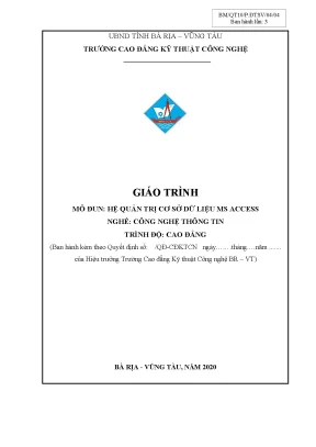 Giáo trình MS Access đầy đủ | Tài liệu Cao đẳng CNTT