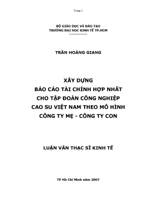 Luận văn: Báo cáo tài chính hợp nhất cho tập đoàn (Mẫu)