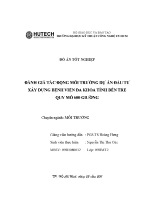 Đồ án ĐTM Bệnh viện Đa khoa Bến Tre (600 giường)