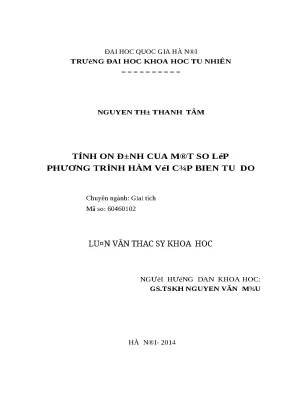 Luận văn thạc sĩ tính ổn định của một số lớp phương trình hàm với cặp biến tự do