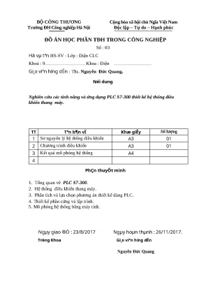 Đồ án Điều khiển Thang máy bằng PLC S7-300 (Full)