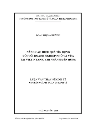 Giải pháp nâng cao hiệu quả tín dụng cho DNNVV Vietinbank