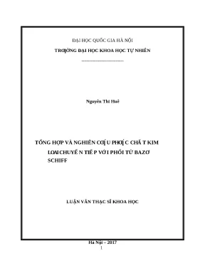 Luận văn: Tổng hợp, nghiên cứu phức chất Bazo Schiff