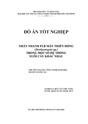 Nhân nhanh PLB lan Mãn Thiên Hồng bằng nuôi cấy in vitro
