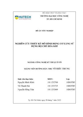 Thiết kế mô hình động cơ xăng sử dụng bộ chế hòa khí