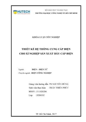 Đồ án cung cấp điện xí nghiệp sản xuất dây cáp điện