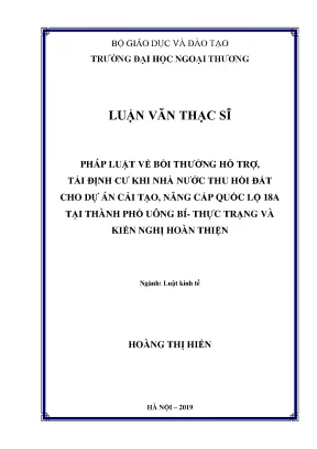 Luận văn bồi thường thu hồi đất QL18A tại Uông Bí