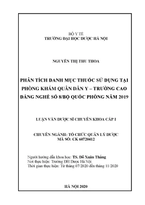 Phân tích danh mục thuốc tại phòng khám quân dân y