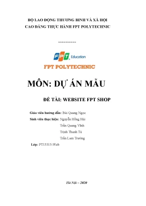 Môn dự án mẫu đề tài website fpt shop