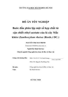Phân lập hợp chất từ lá Mắc khén (Zanthoxylum rhetsa)