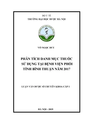 Phân tích danh mục thuốc Bệnh viện Phổi Bình Thuận 2017