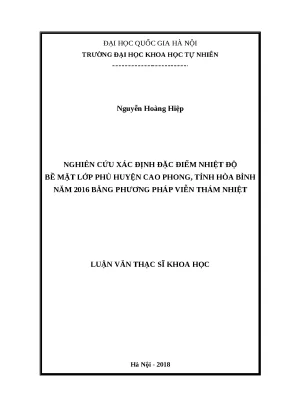 Xác định nhiệt độ bề mặt Cao Phong bằng viễn thám nhiệt
