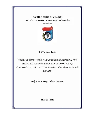 Luận văn: Hàm lượng Pb, Cd trong đất, nước (GF-AAS)
