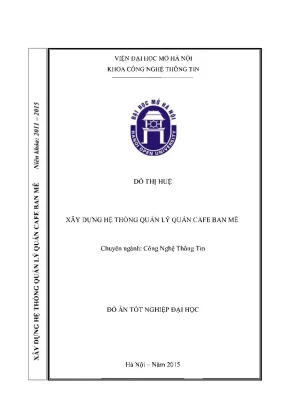 Đồ án: Xây dựng hệ thống quản lý quán cafe hiệu quả