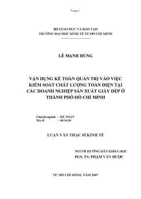 Luận văn Kế toán quản trị & Kiểm soát chất lượng toàn diện