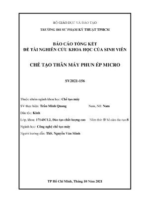 Đề tài NCKH: Chế tạo máy phun ép nhựa Micro chi tiết