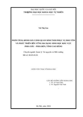 Luận văn: Bảo tồn đa dạng sinh học Phia Oắc - Phia Đén