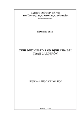 Luận văn thạc sĩ tính duy nhất và ổn định của bài toán calderón