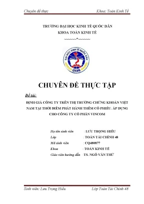 Định giá công ty Vincom khi phát hành thêm cổ phiếu