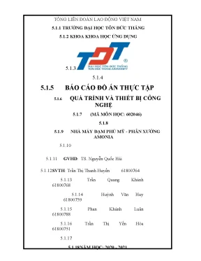 Báo cáo thực tập quá trình & thiết bị Đạm Phú Mỹ (Amonia)